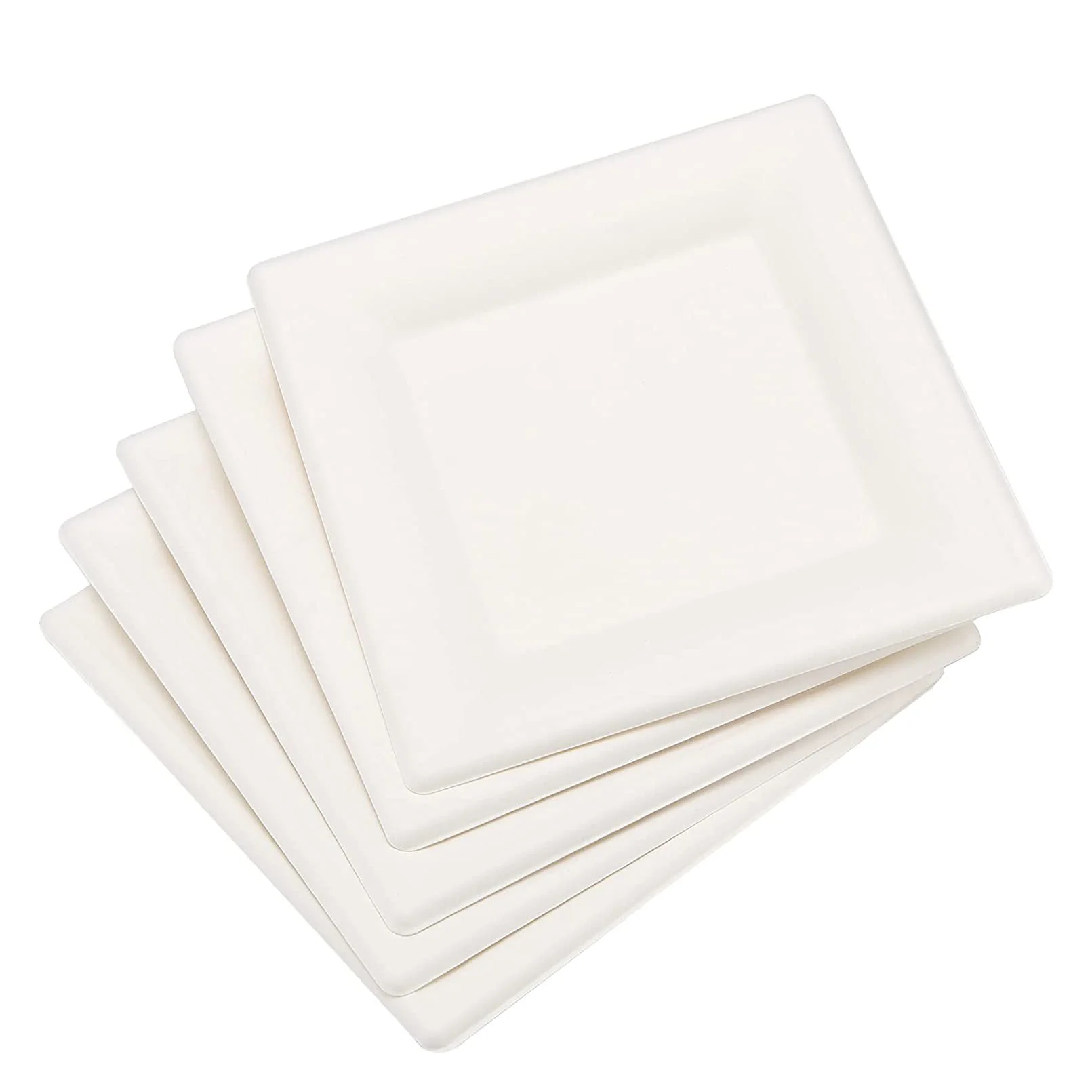 Renewable Disposable Biodegradable 6 Inch Square white sugarcane Tray Bagasse Paper Pulp Birthday Cake plate