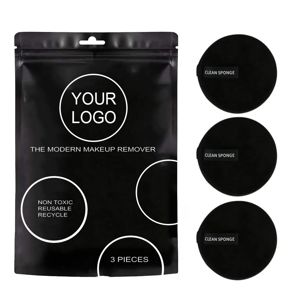 Private Label Vegan Cruelty Free Reusable Washable Microfiber Facial Cleansing Makeup Remover Removing Pads Sponge Set