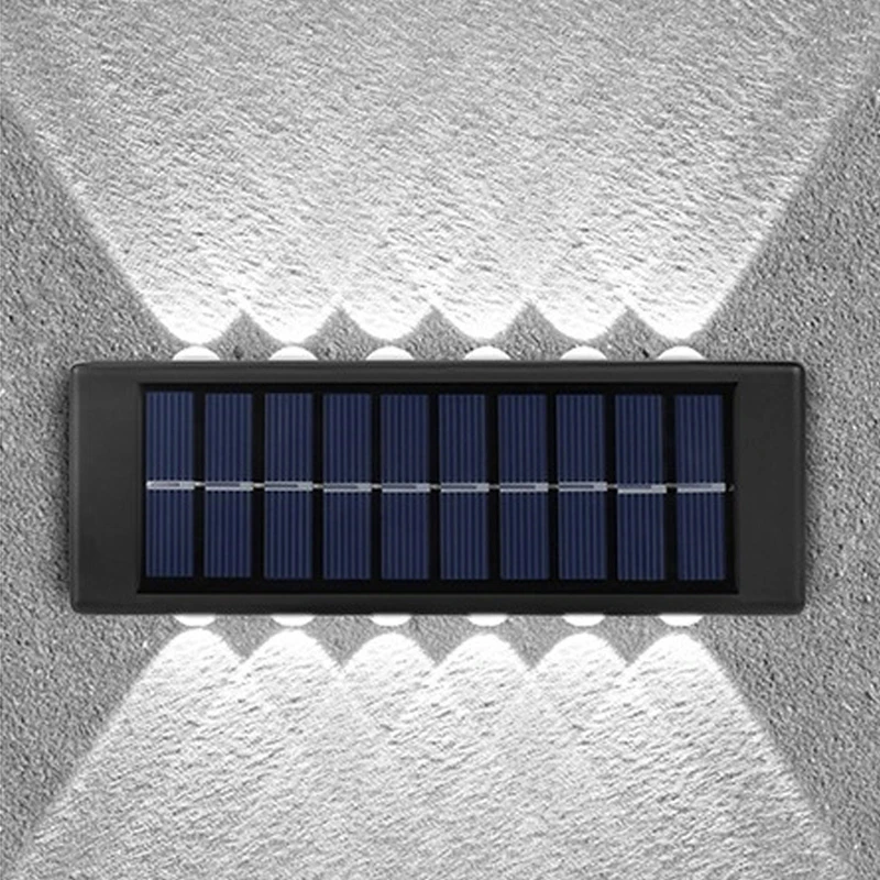 12 LED Solar Wall Light UP and Down Illuminate Outdoor Sunlight Sensor Lamp IP65 Waterproof Modern Nordic Style