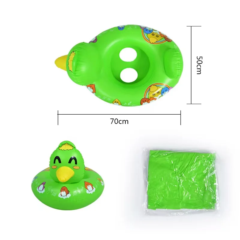 factory wholesale summer hot selling EN71 PVC green and blue duck float circle inflatable kids swimming ride-on float