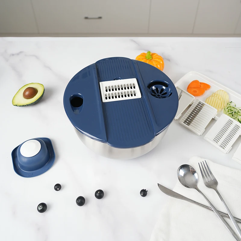 Multifunctional Stainless Steel Fruit Salad Spinner Thinning Dehydrator Manual Vegetable Chopper Slicer Large Planer for Kitchen