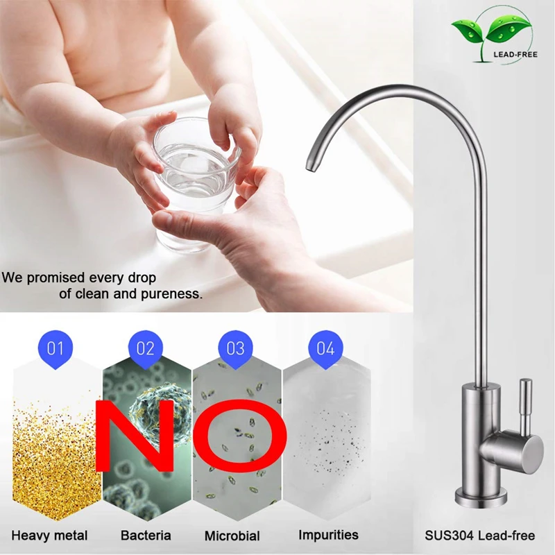 100% Lead-Free Drinking Water Faucet Stainless Steel 304 Matte Black Kitchen Water Filter Faucet