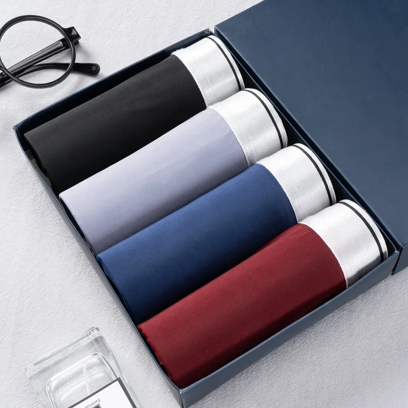 Оптовая продажа, мужские трусы-боксеры из ледяного шелка, высококачественное Мужское нижнее белье