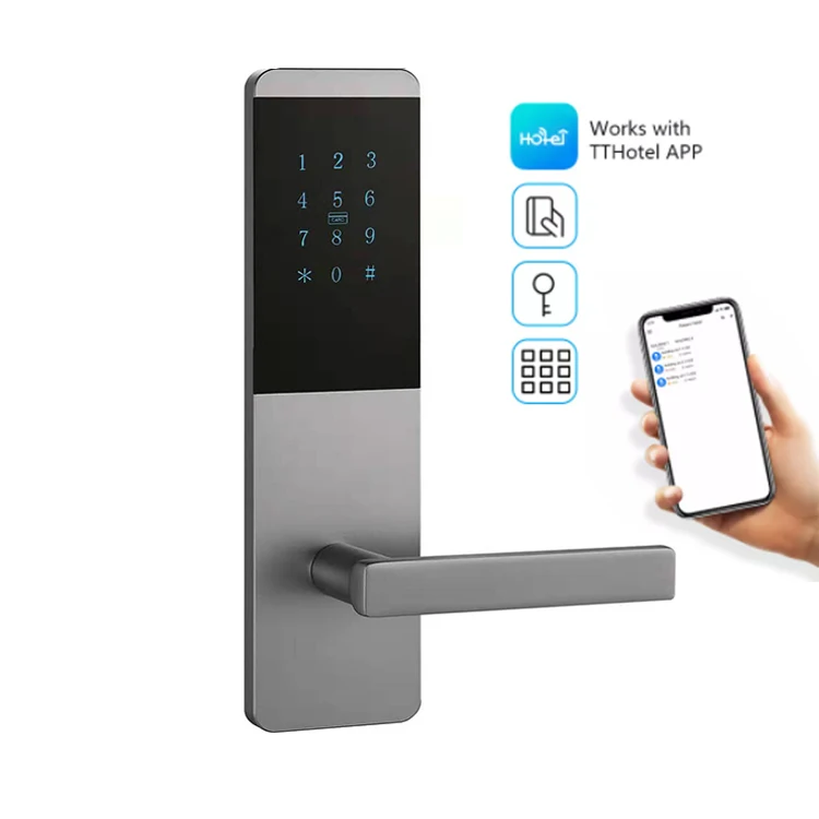 Aluminum Alloy APP Controlled Pin Code Card Hotel Door Lock WIFI with Remote Control