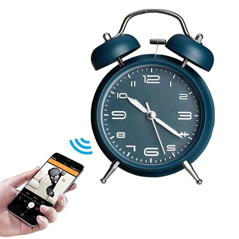 Wifi Nanny cam hidden New Hot ESPION table Clock Camera spy mini camera clock with battery motion detection loop record