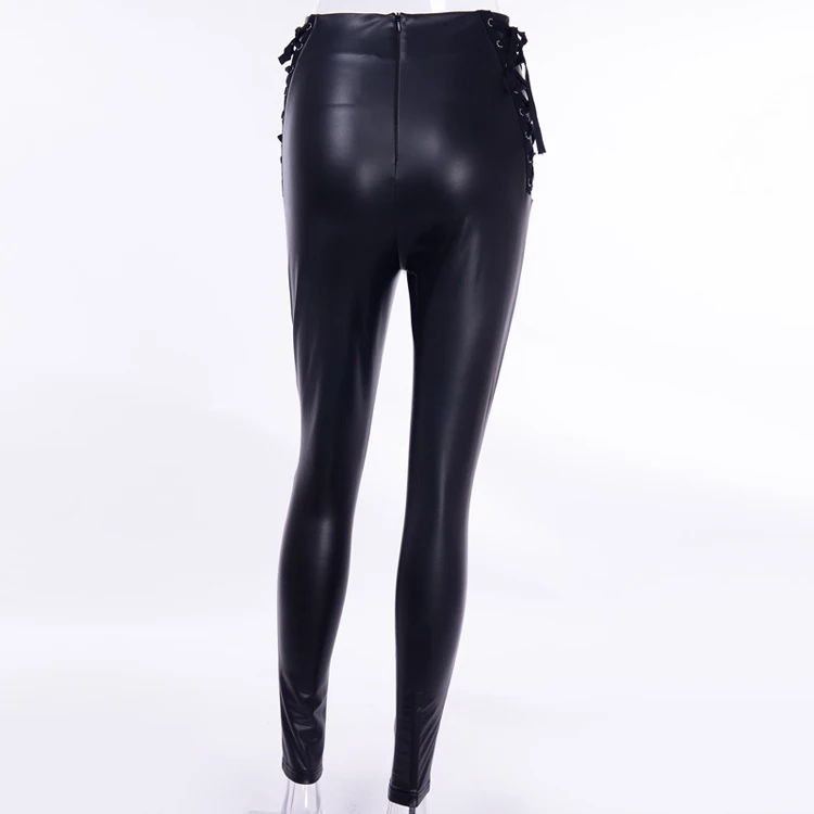 
YH1493 Hot Style Women Trousers PU Leather Popular Long Pants For Young Lady 