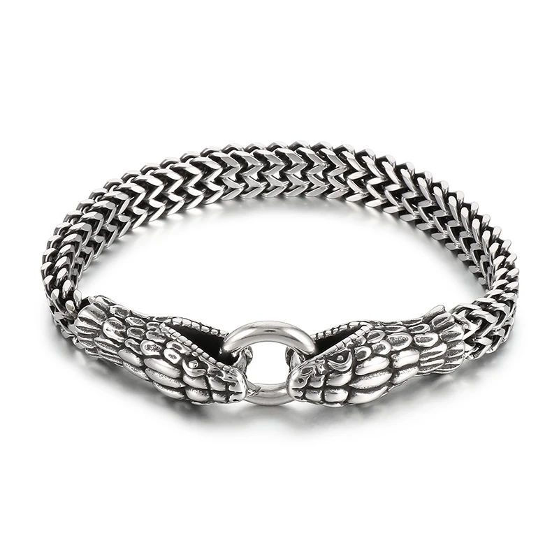 KALEN Punk Stainless Steel Snake Hand Chain Bracelet Charm Links Bracelets Bangle