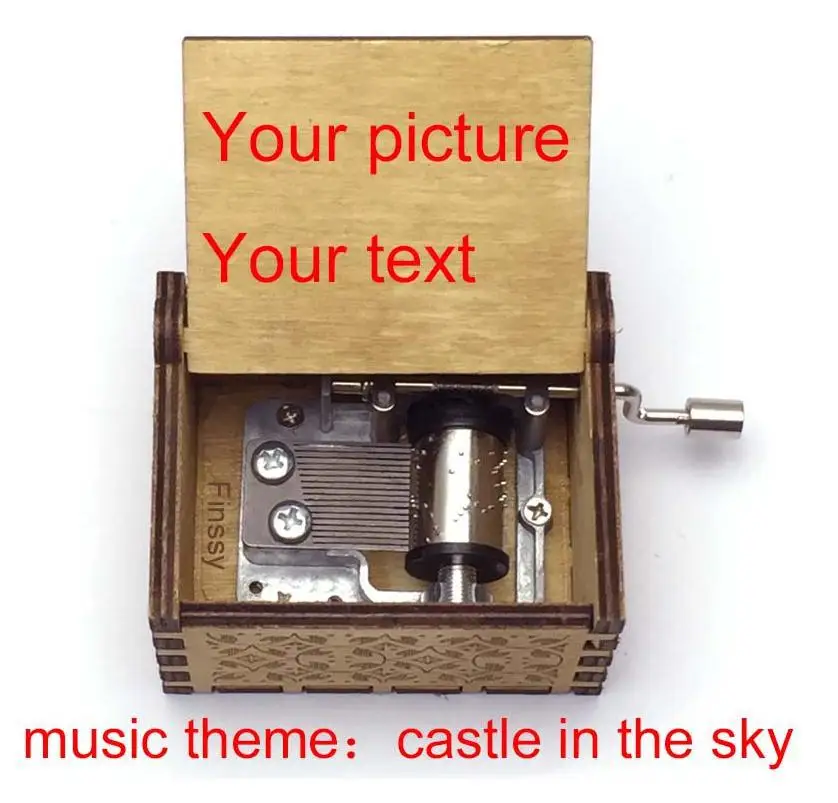 Ever Bright In Spot ! Factory Custom LOGO Cartoon Anime Painting Wooden Mini Hand Crank Music Box For Gift