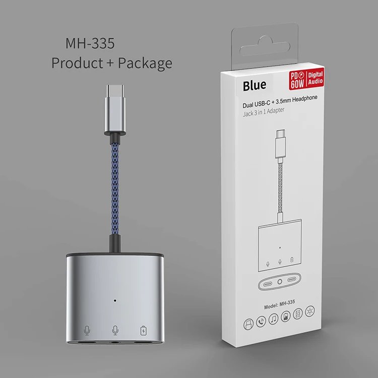 3 в 1 type-c 2 usb-c aux порт адаптер аудио