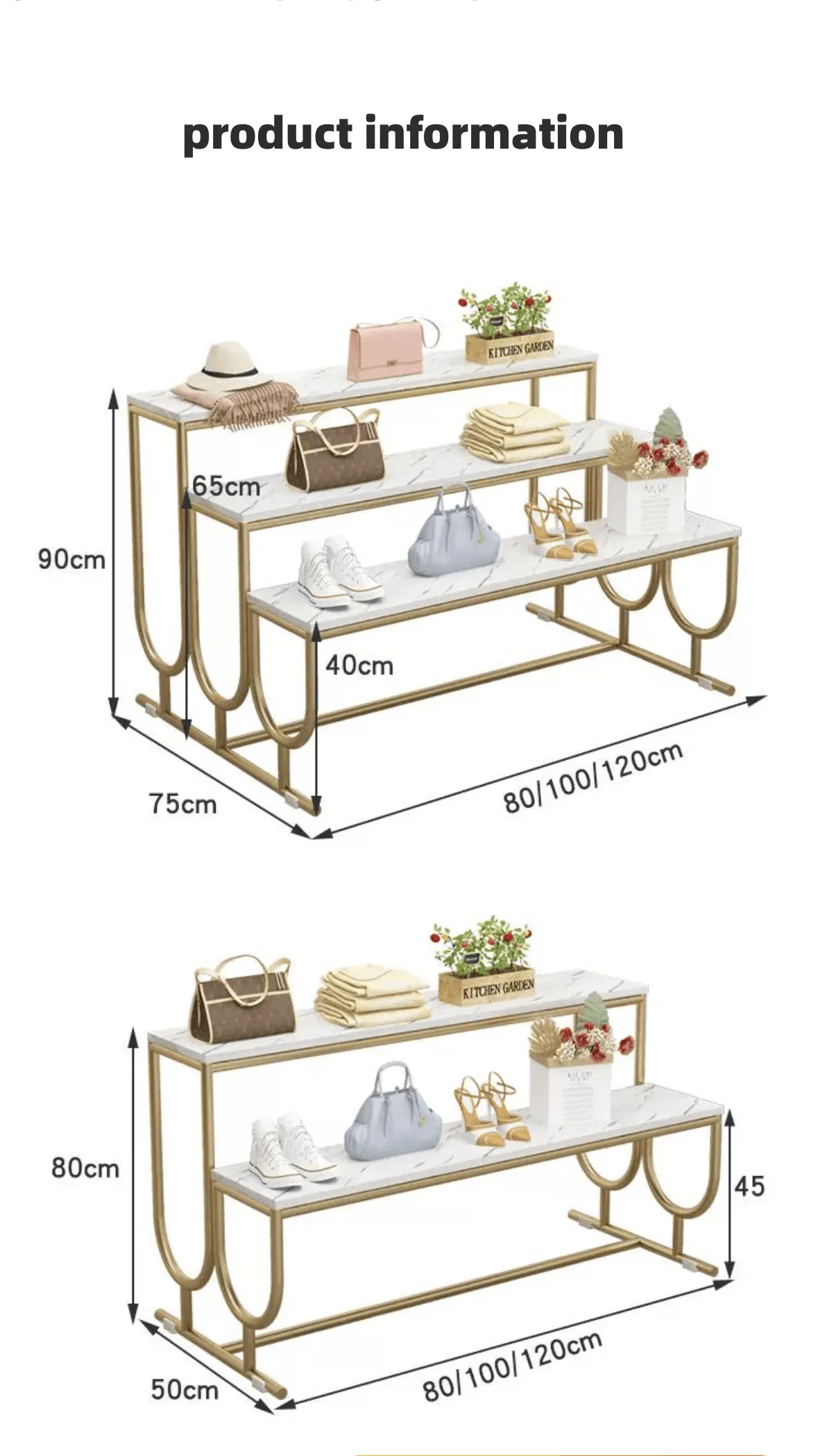 Boutique Shop Commercial Chrome Garment Shelf Metal Clothing Stand Gold Clothes Display Rack For Clothing Store.
