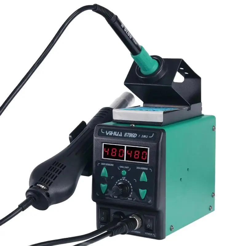 YIHUA 8786D-I 2 in 1 Digital Display Rework Soldering Station BGA Welding Machine Circuit Repair Heat Gun Has Hot and Cold Air