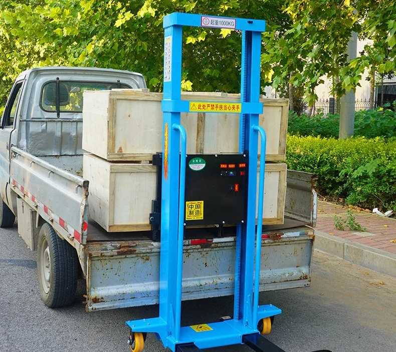 High Quality 1ton 1.6m Electric Pallet Stacker Forklift 220v Battery Semi Electric Pallet Stacker