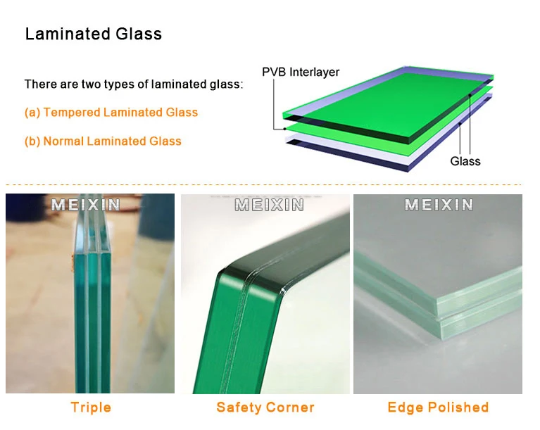 China Glass Manufacturer 6.38 13.52 17.52 mm clear /colour Safety Building Laminated Glass