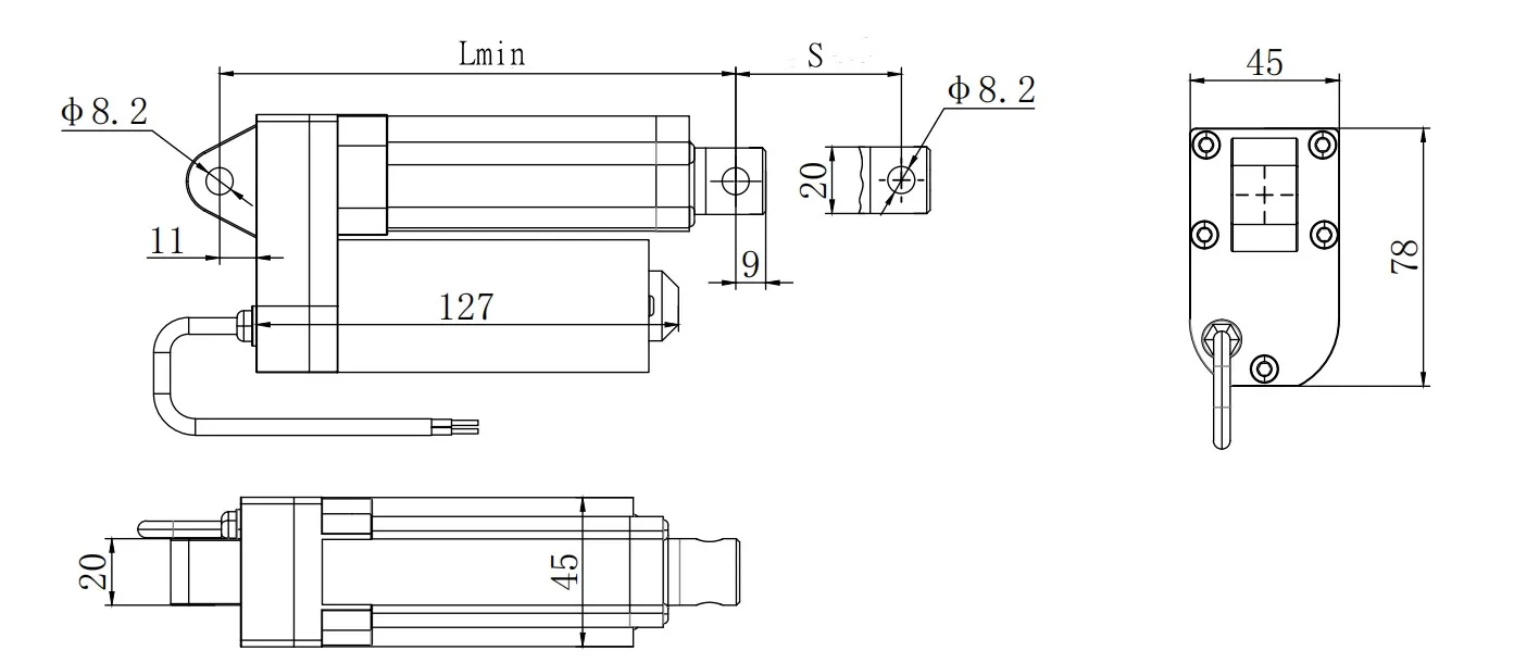 12V 24V 2500N электрический линейный привод со скоростью 5 мм/сек 1000 мм ТВ Лифт
