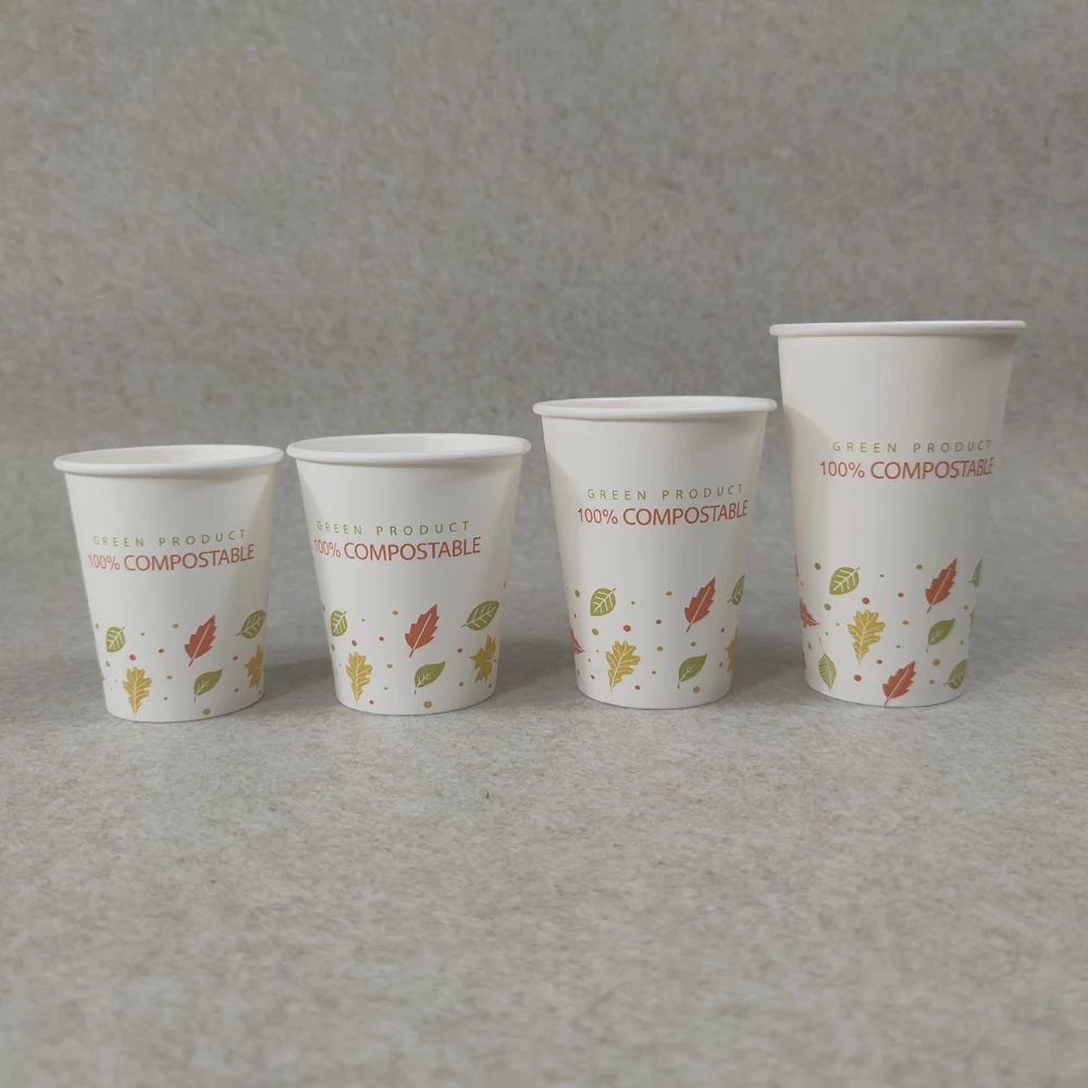 Biodegradable Disposable Coffee Paper Cups Single Double Wall PLA Coating Gold Foil Embossing Vanishing Stamping Varnishing