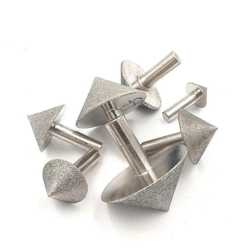 1Pcs 15-60mm Electroplated Cone 90 Dregree Diamond Chamfer Grinding Head  For Stone Glass Ceramics Chamfering Head Polishing
