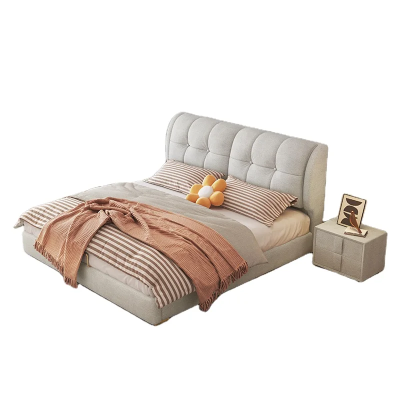 Modern King Queen Size Upholstery Velvet Bed Platform Upholstered King Bed Frame Tuffed Wooden with Headboard Modern Carton Wood