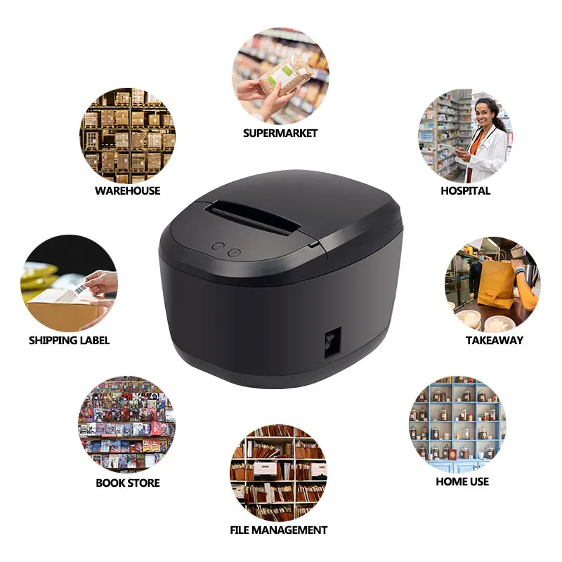Picture and logo print thermal barcode label printer and software for super market business sticker printer