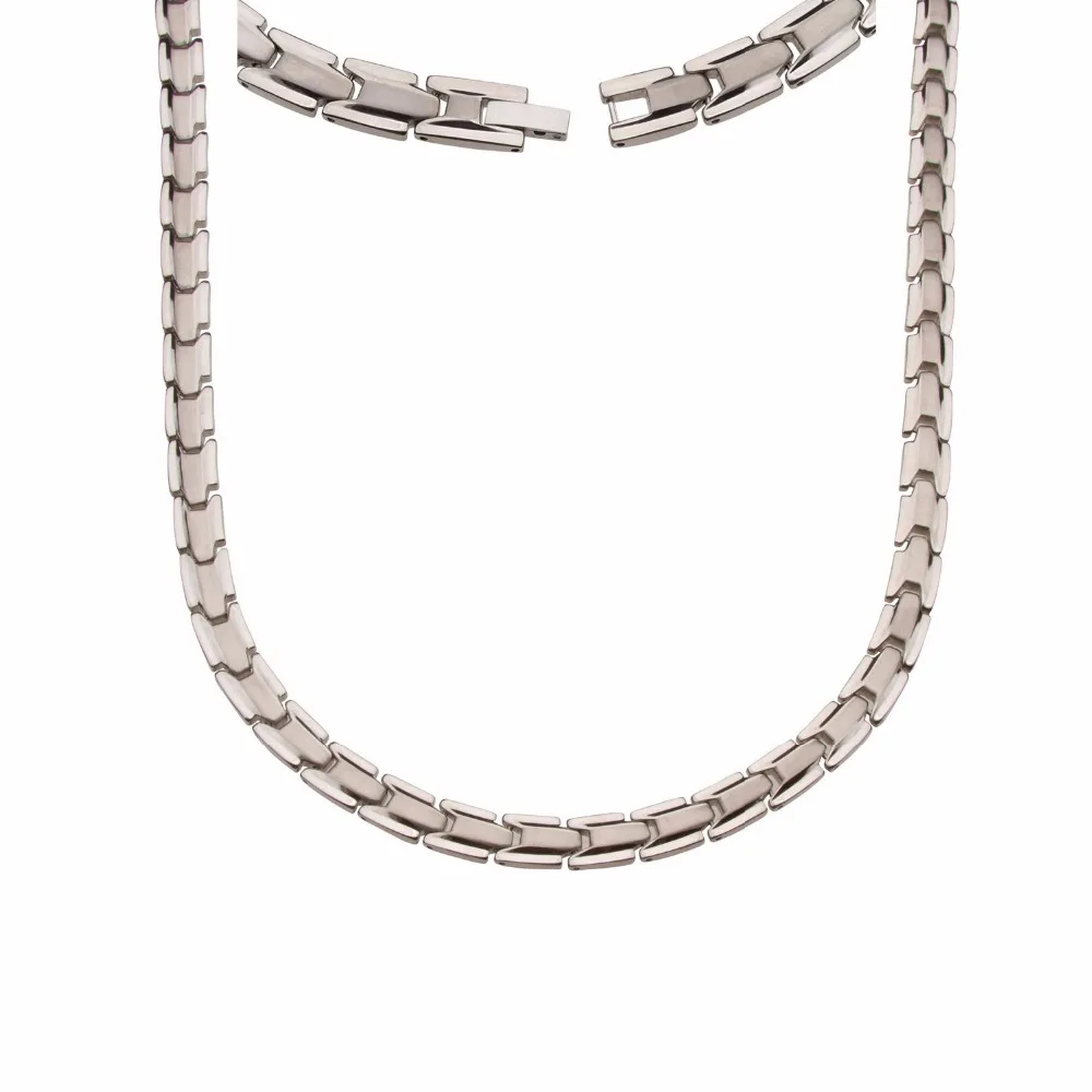 Silver Pure Titanium Magnetic Therapy Chain Germanium Necklace for Neck Arthritis Headaches