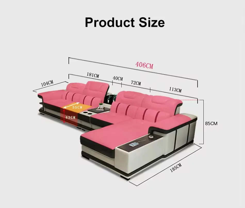 Modern Cheap Smart Sofa L Shape White Luxury Leather Corner Sectional Sofa Set Furniture Living Room Hotel