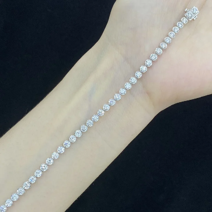 Abiding Gold Jewelry Custom Lengths Bezel Round 3mm 3.798ctw Small Diamond Real Au750 18K Gold Lab Grown Diamond Tennis Bracelet