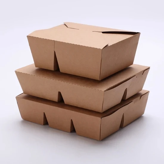 kraft paper food grade to go boxes restaurant disposable food take away lunch  boxes