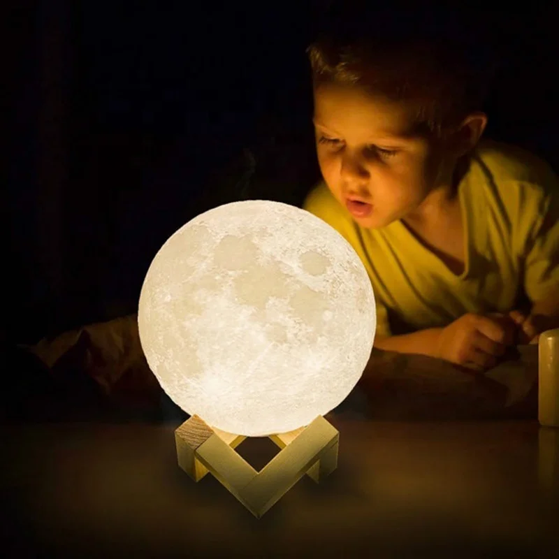  Лампа HITECDAD 3D Moon Беспроводная с сенсорным управлением Домашний Беспроводной ночник настольная