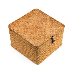 Экологичная корзина из ротанга с водорослями ручной работы, корзина для хранения с крышкой, подарочная корзина, корзина для хранения мелочей для ванны