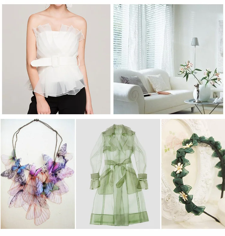 Sheer Organza Tulle Fabric for Wedding Canopy,Dress,Tutu Skirt,Clothing,Decorative,Black,White,Blue,Red,by the meter