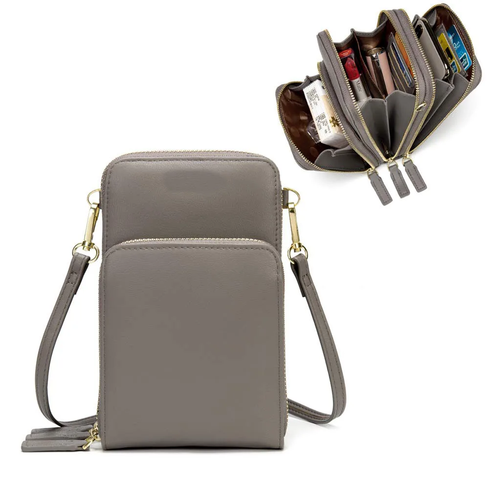 Маленькая кожаная дорожная сумка через плечо для мобильного телефона, Женский кошелек для смартфона со съемным ремешком