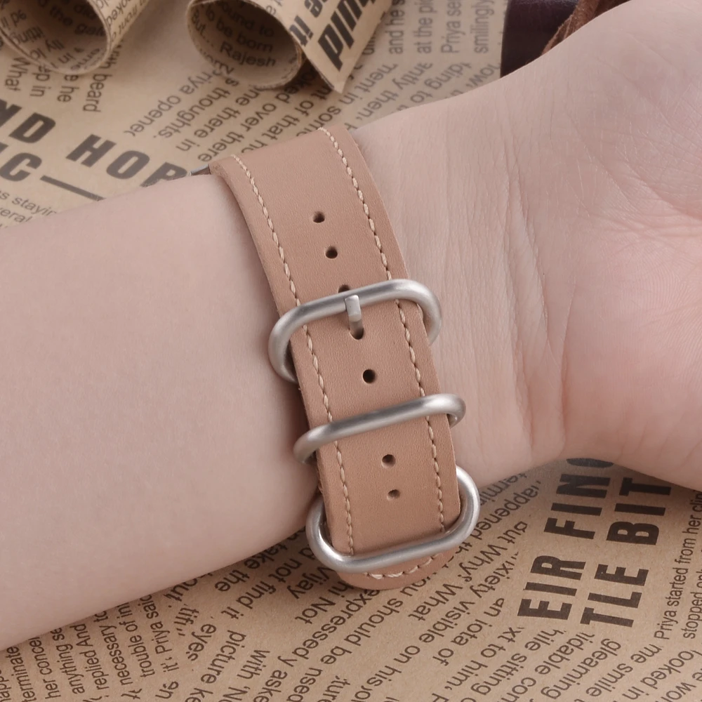 EACHE Luxury 20mm 22mm 24mm Silver ZULU Buckle Crazy Horse Leather Strap Watch for Man