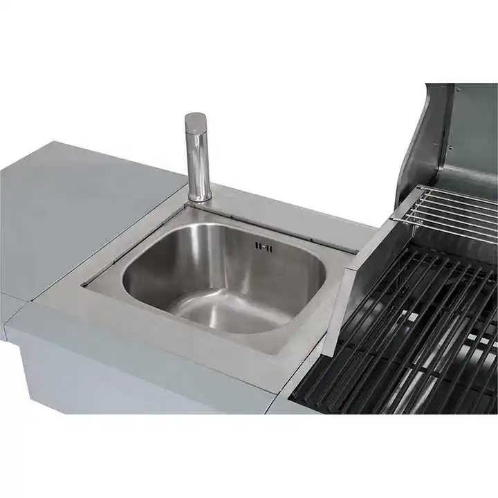 Modern Outdoor Smokeless Stainless Steel burners Barbeque Gas Grills with trolley