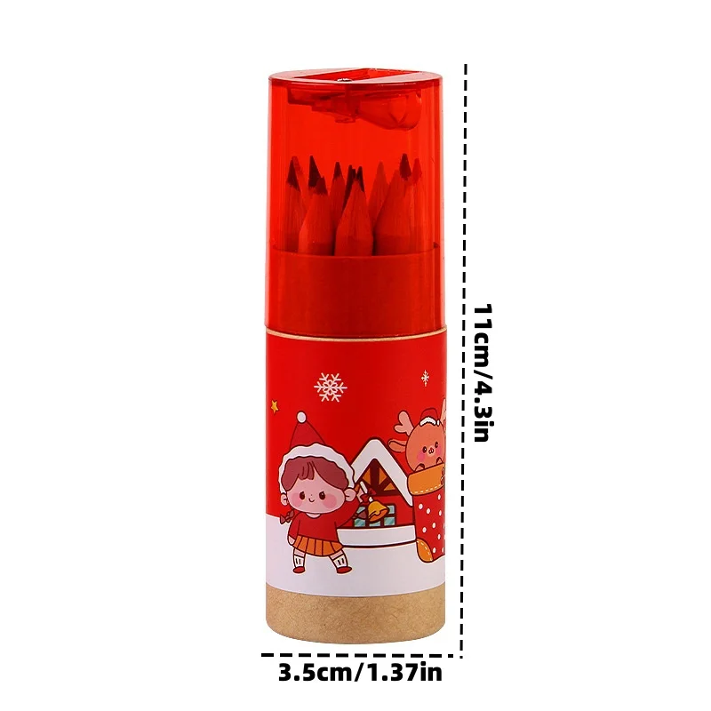 New Arrivals Children Cute Christmas Colored Lead 12 Color Pencils Student Stationery With Pencil Sharpener
