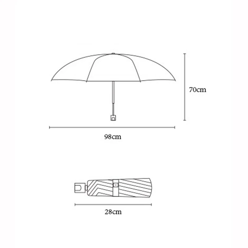 Black 8 Ribs Folding Umbrella Printable Logo Sun and Rain Umbrella Portable Compact Travel Windproof Umbrella