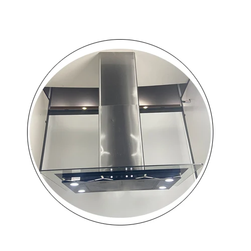 Stainless Steel 3 Speeds Ducted Permanent Filters Soft Touch Controls LED Lights Flat Glass Hood 90cm Island Range Hood