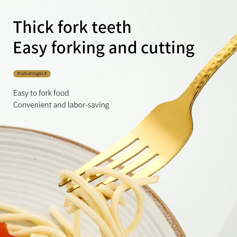 4pcs Dishwasher Safe Table Knife Forks Spoon Hammered Flatware Sets Luxury Silver Stainless Steel Cutlery Set