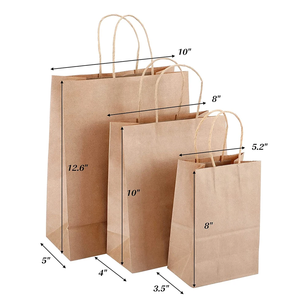 Custom Logo Printed Recyclable Twisted Handle Reusable Shopping  Kraft Paper Bag