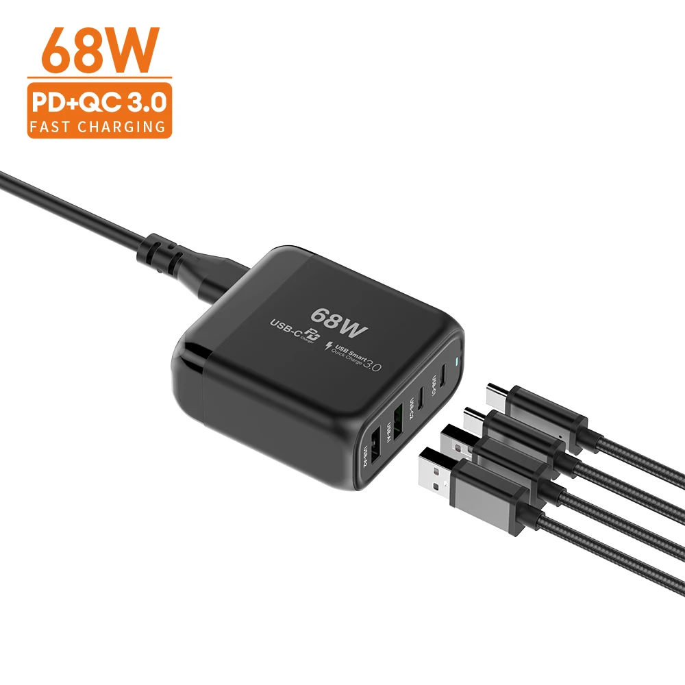 Vina Hot Selling 65W 68W quick chargers 2C+2A GaN Phone Charger Fast Type-C USB Charging PD3.1 QC3.0 Wall Charger EU/UK/US Plug