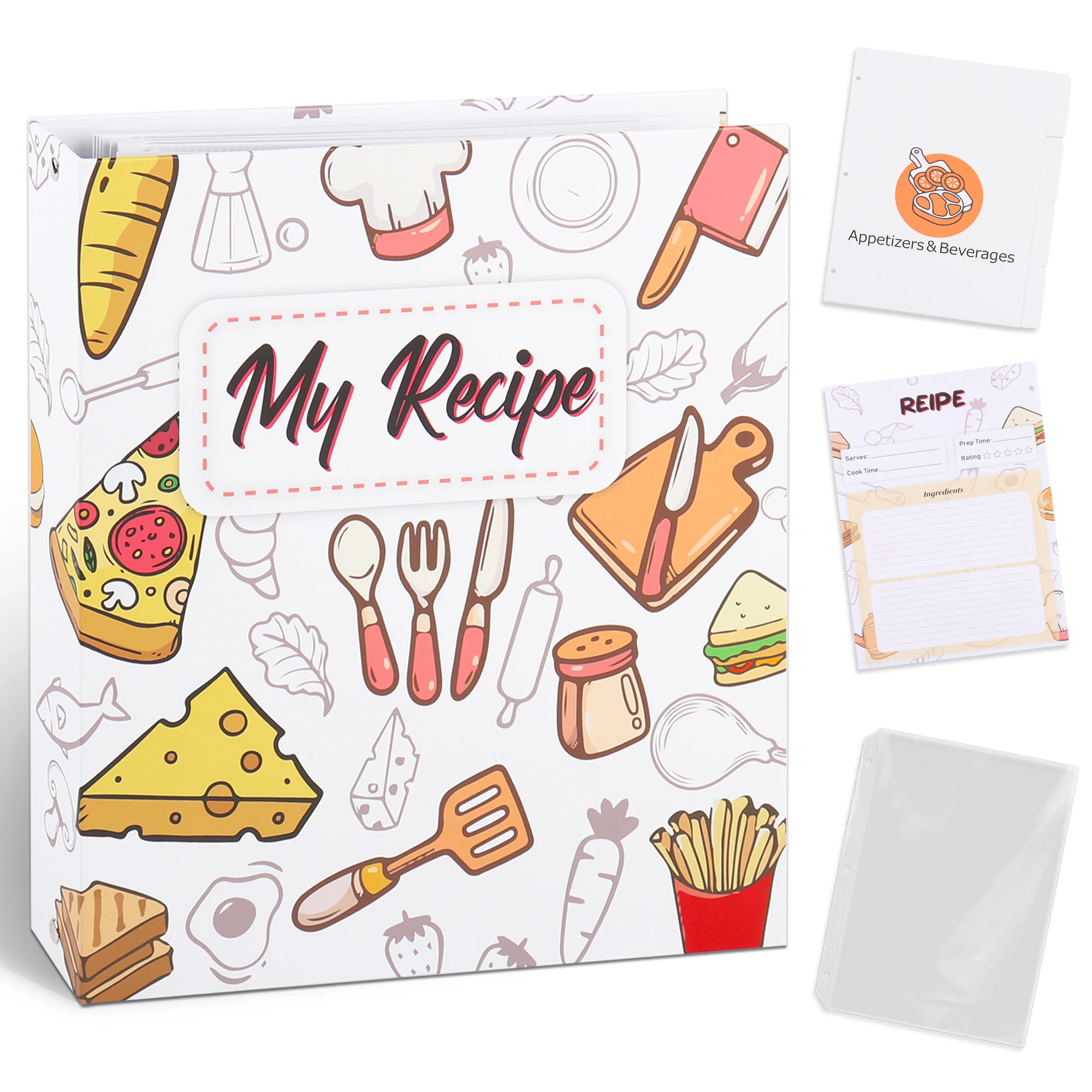 Custom A4 Blank Recipe Book PP Inner Page Replaceable Records Recipe Books For Own Recipes