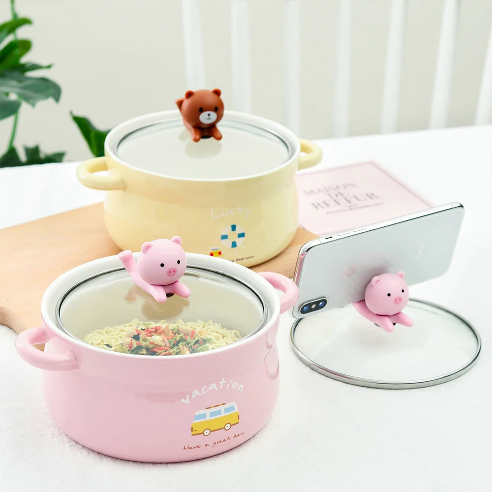 Большая керамическая миска с крышкой и ручкой для супа риса салата лапши овощей фруктов 32