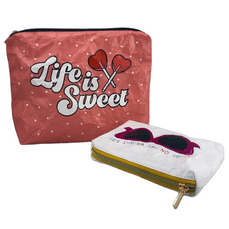 Customized high quality large and small sizes Tyvek Dupont paper travel ladies cosmetic bag
