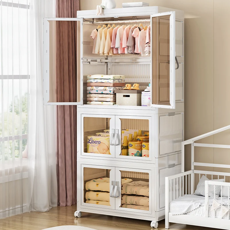 Household kitchen bedroom White  Design Folding Plastic Lockers Cloth Organizer for Household Storage Injection Techniques