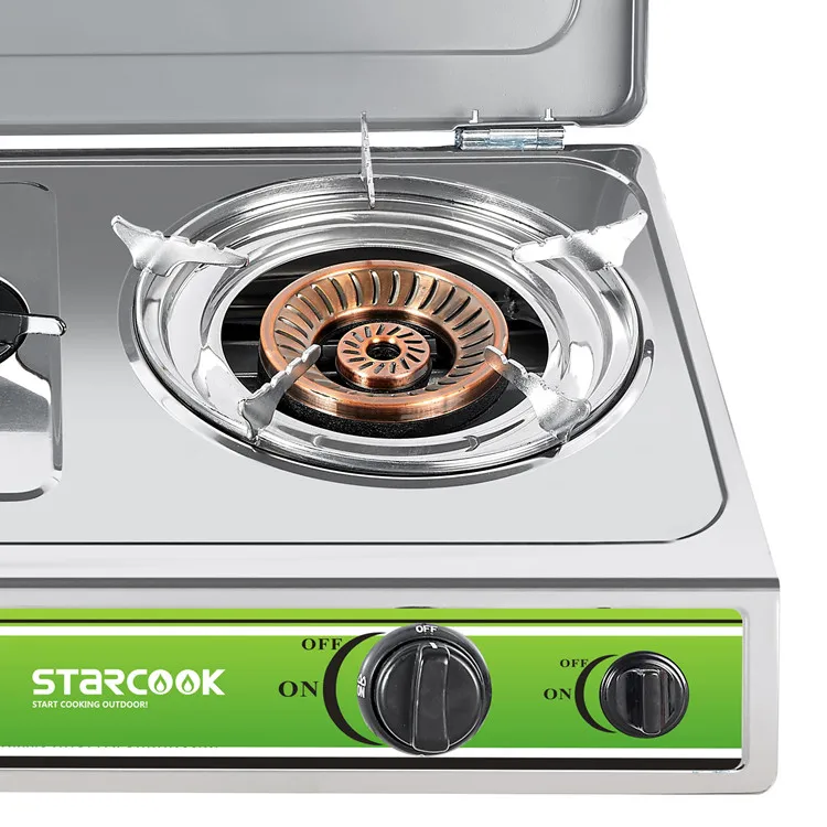 Household Cookware Stainless Steel Gas Cooktop Gas Stove 2 Burner For Kitchen