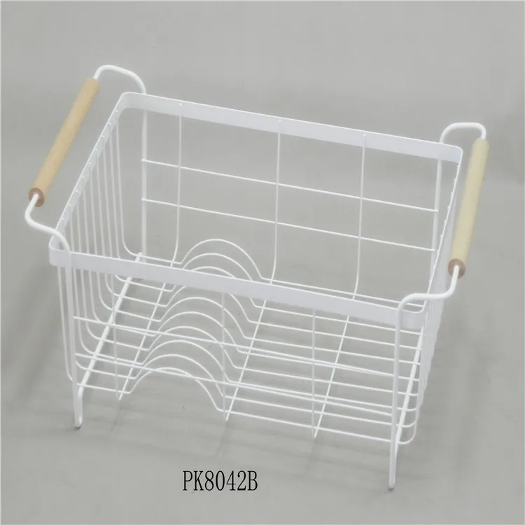White Iron Wire Home Goods Kitchen Fruit Vegetable Bowl Dish Classify Storage organizer Kitchen Wire Dish Basket Rack