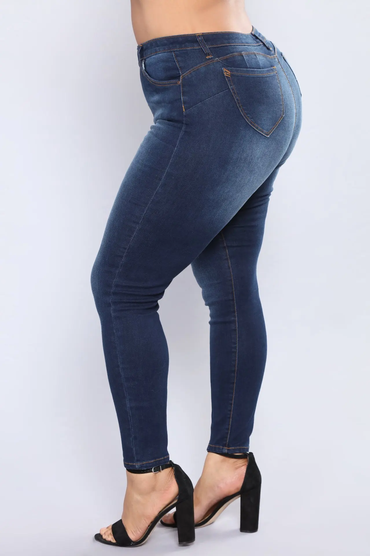 High Waist Denim Jeans Woman Blue Denim Pencil Pants Stretch Waist Women Jeans Pants Plus Size Denim Jeans Female
