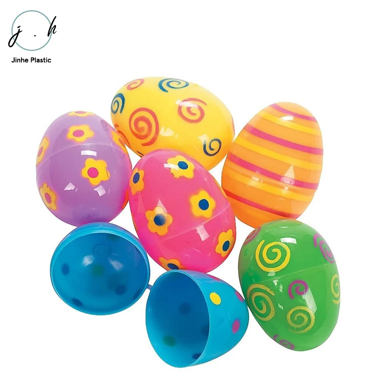 Custom Print Cartons Pattern PP Several Styles Empty Fillable Surprise Fun Decoration Plastic Easter Eggs