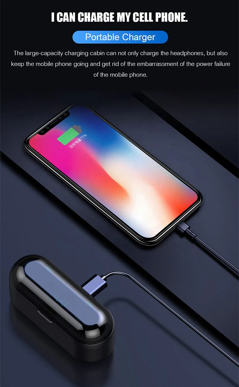 Mini Headphones F9 Tws BT5.0 Wireless Earbuds Earphone With 1200mah Charging Sports Gaming Headset With Led Display Headphone