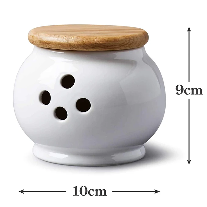 Горячая Распродажа белые керамические контейнеры для хранения чеснока с крышкой кухонной утвари