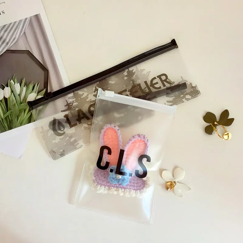 Transparent pvc clothing packaging plastic zipper bag pouch Cosmetic makeup zip lock slider bags Customized logo