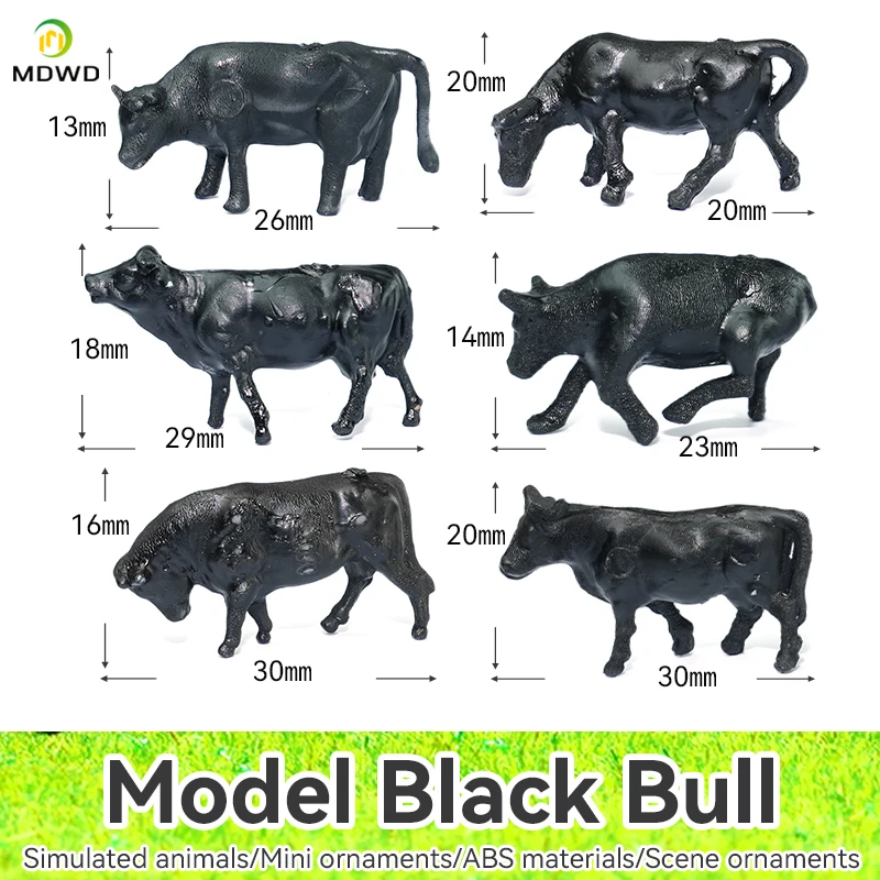 Model Trains Railway HO Scale 1:87 Model Black Cow Animals Painted Figures Train Layout Diorama